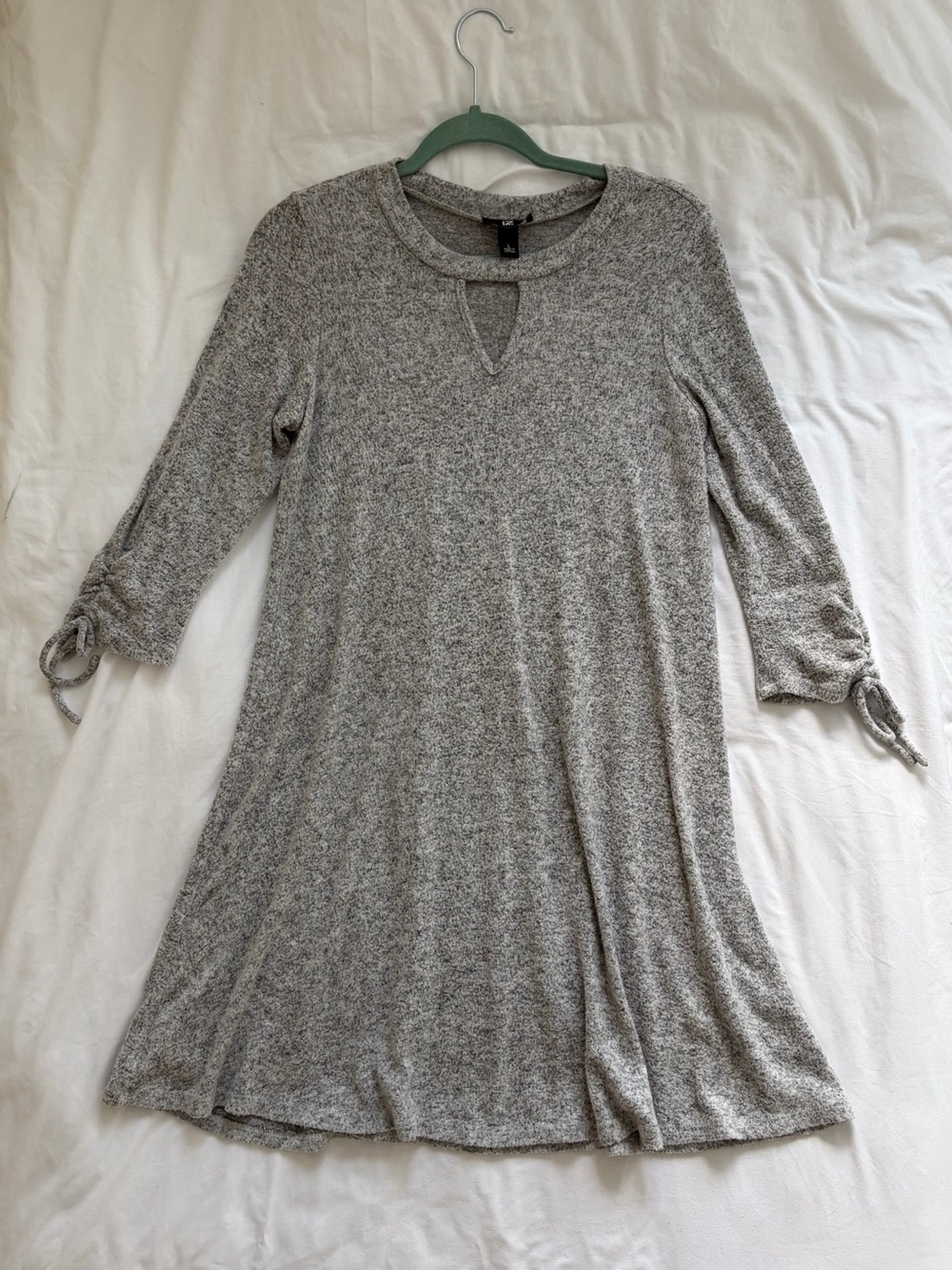 Gray Knit Tie-Sleeve Women's Dress